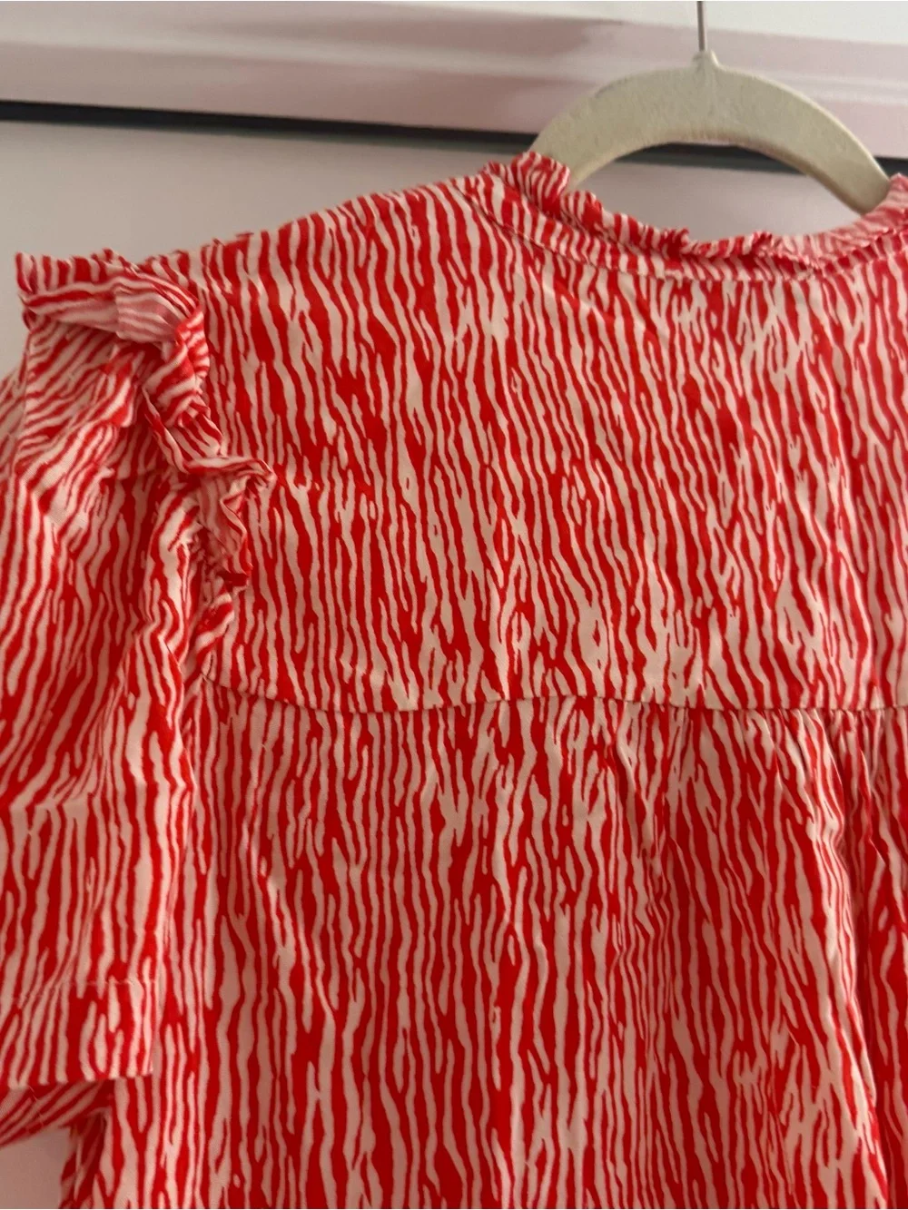 Whistles Red Rosalie Woodland Animal Button Down Shirt Dress Sz 6 Summer Travel - Picture 12 of 14